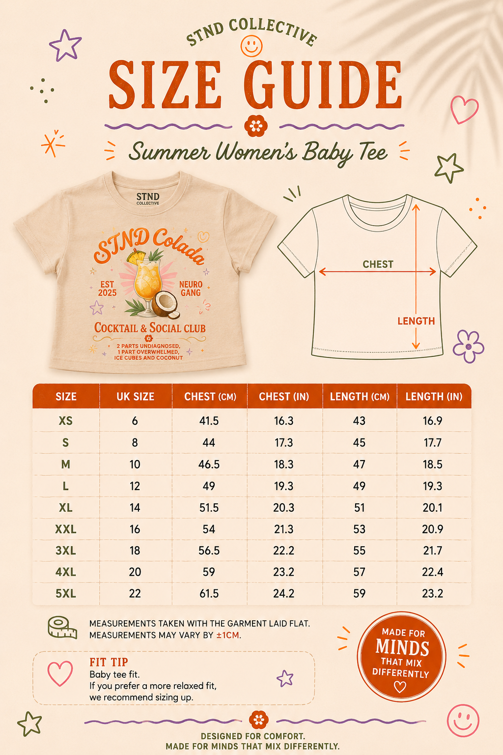 STND Summer Women's Baby Tee | Neurodivergent-Led Streetwear - STND Collective