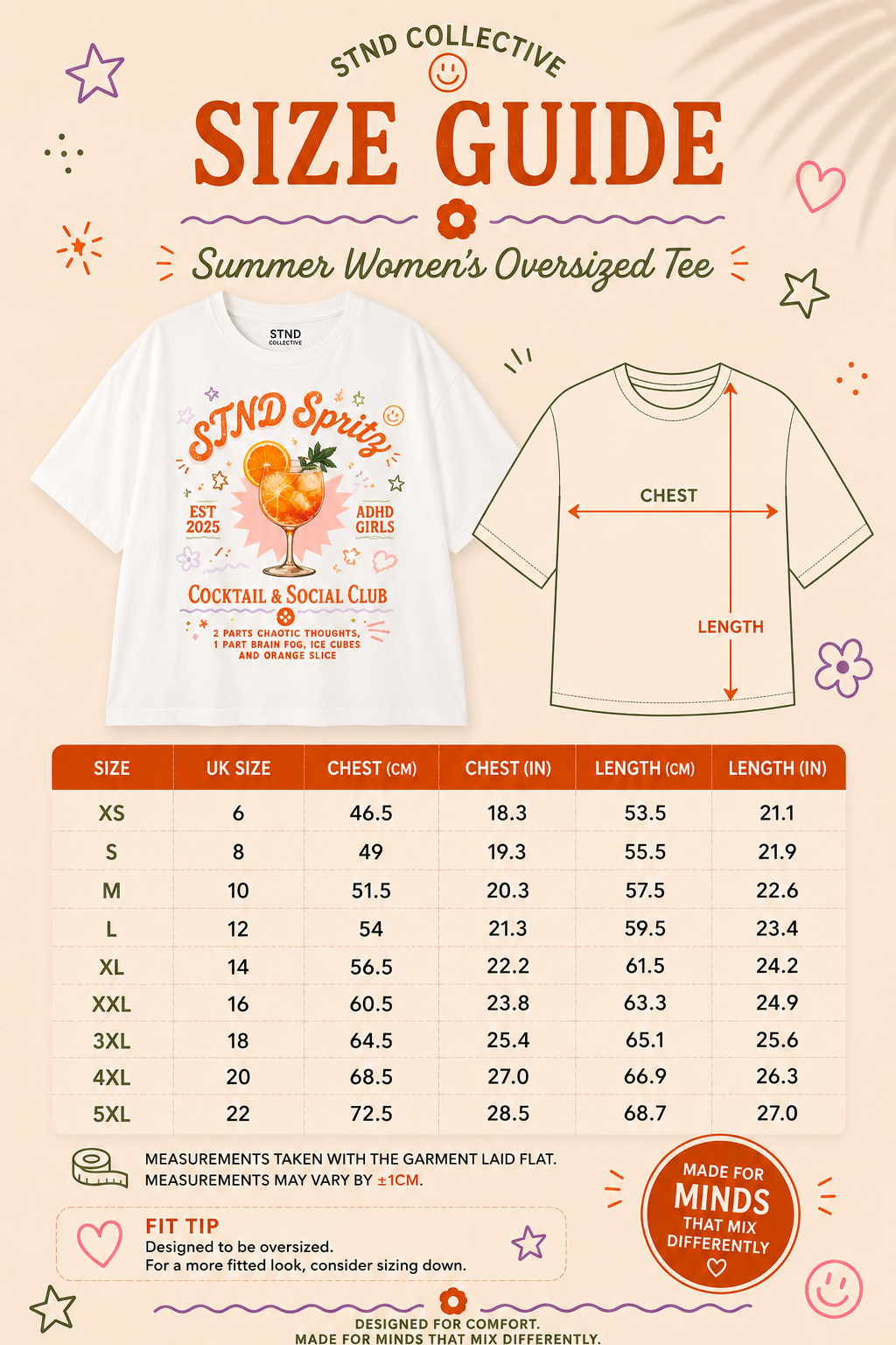 STND Summer Women's Oversized Tee | Neurodivergent-Led Streetwear - STND Collective