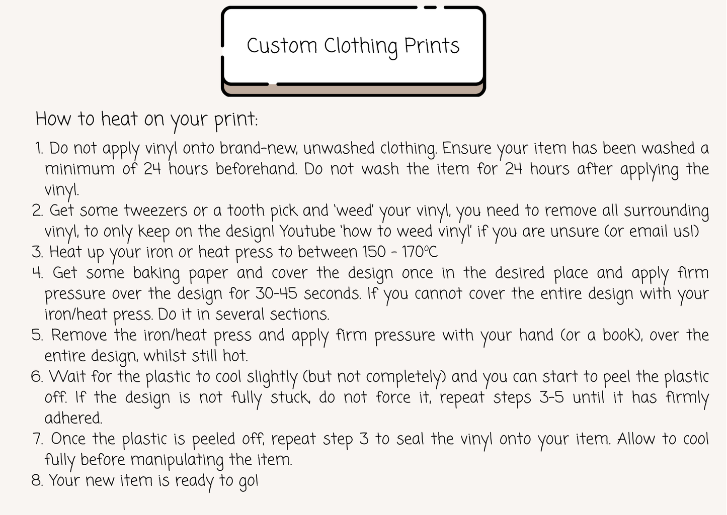 Custom Heat Transfer Vinyl Prints | Personalised Clothing Design