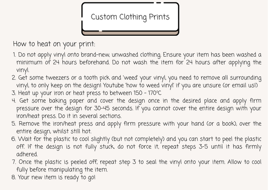 Custom Heat Transfer Vinyl Prints | Personalised Clothing Design